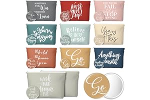 Vercraft 20 Pcs Employee Appreciation Gifts Inspirational Canvas Makeup Bags Compact Mirror Bulk Cosmetic Bags Portable Mirror Thank You Gifts for Women Christmas Nurse Practitioner (Incentive)