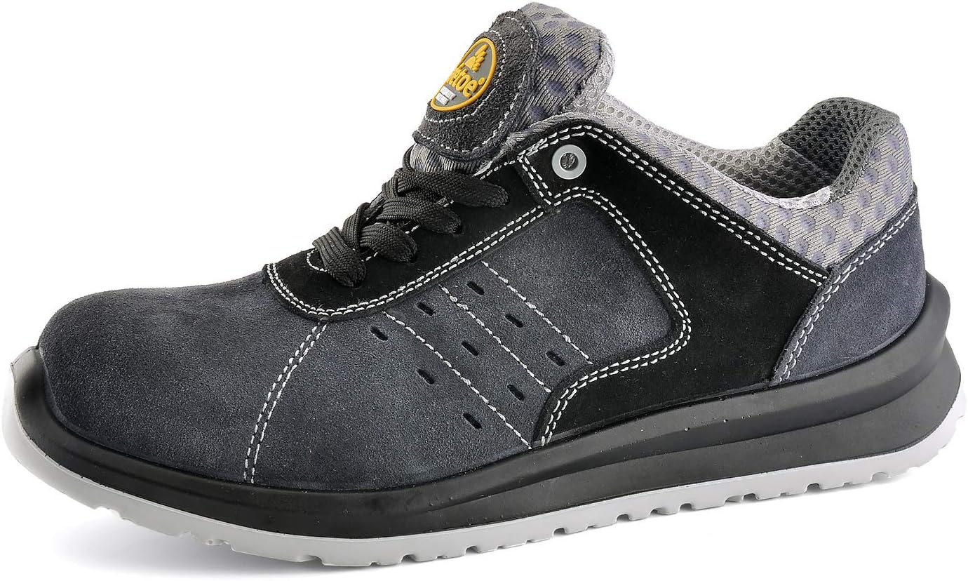 SAFETOE Comfort Wide Fit Safety Shoes - 7331 Man Light Weight Safety Trainers with Composite Plastic Toe Cap, Metal Free Women Size Work Shoes Boots with Breathable Leather