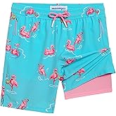 maamgic Boys Swim Trunks Compression Liner Stretch Teen Boy Swim Shorts Anti-Chafe Bathing Suits with Zipper Pocket