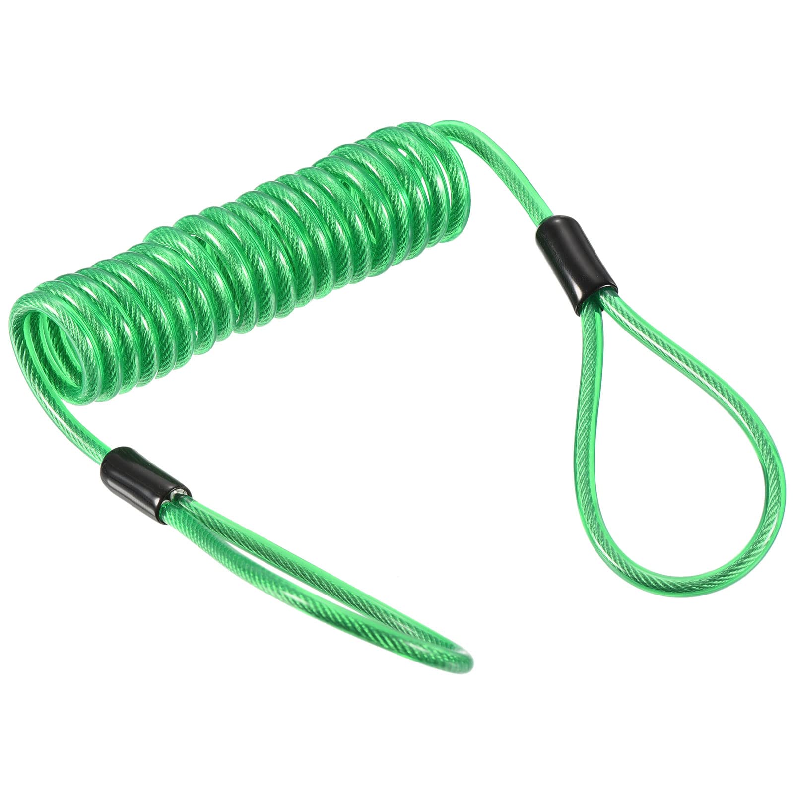 PATIKIL Security Steel Cable 3.5mm x 1.5m/4.92ft Coated Spring Luggage Lock Wire Rope with Double Loop Green