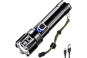 AKNEAR Rechargeable LED Flashlight 990000 High Lumens, Super Bright Flashlights with Zoomable & USB C Rechargeable & 5 Light 