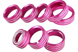Unifizz 8Pcs Pink Aluminum Alloy AC Radio Switch Knob Cover Air Conditioner Switch Decor Compatible with Chevy Silverado 2014-2018 with GMC Sierra 2014-2018