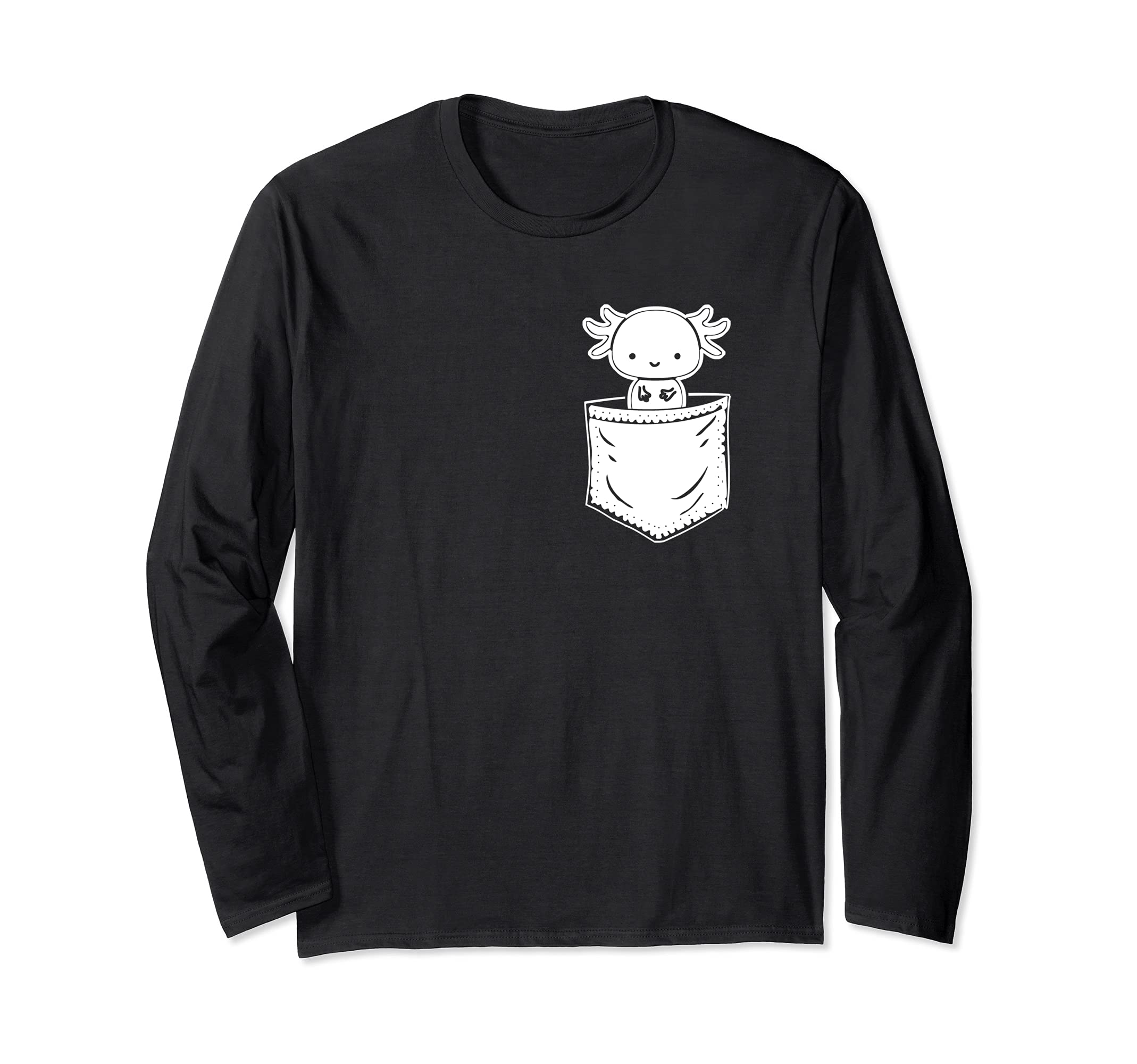 Axolotl Inside Pocket Watching You, Walking Fish Axolotl Long Sleeve T-Shirt
