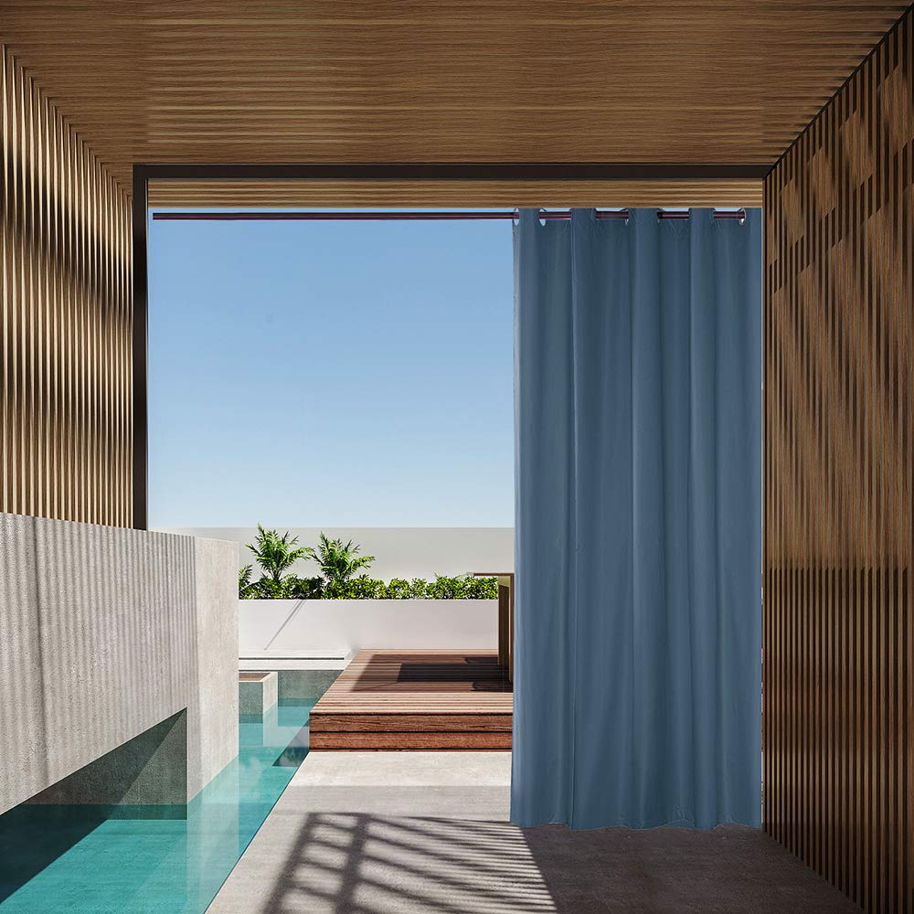 ele ELEOPTION Outdoor Curtain Waterproof Outdoor Curtain with Grommet for Front Porch, Pergola, Cabana, Covered Patio, Gazebo, Dock, and Beach Home (137 x 244cm, Navy)