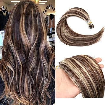 Amazon Com I Tip Human Hair Extensions 1g Strand Real Virgin Human Hair 50g Pack Beauty Professional Hair Salon Medium Brown Mix Blond Micro Itip Hair Extension 20 Inch P 4 613 Beauty