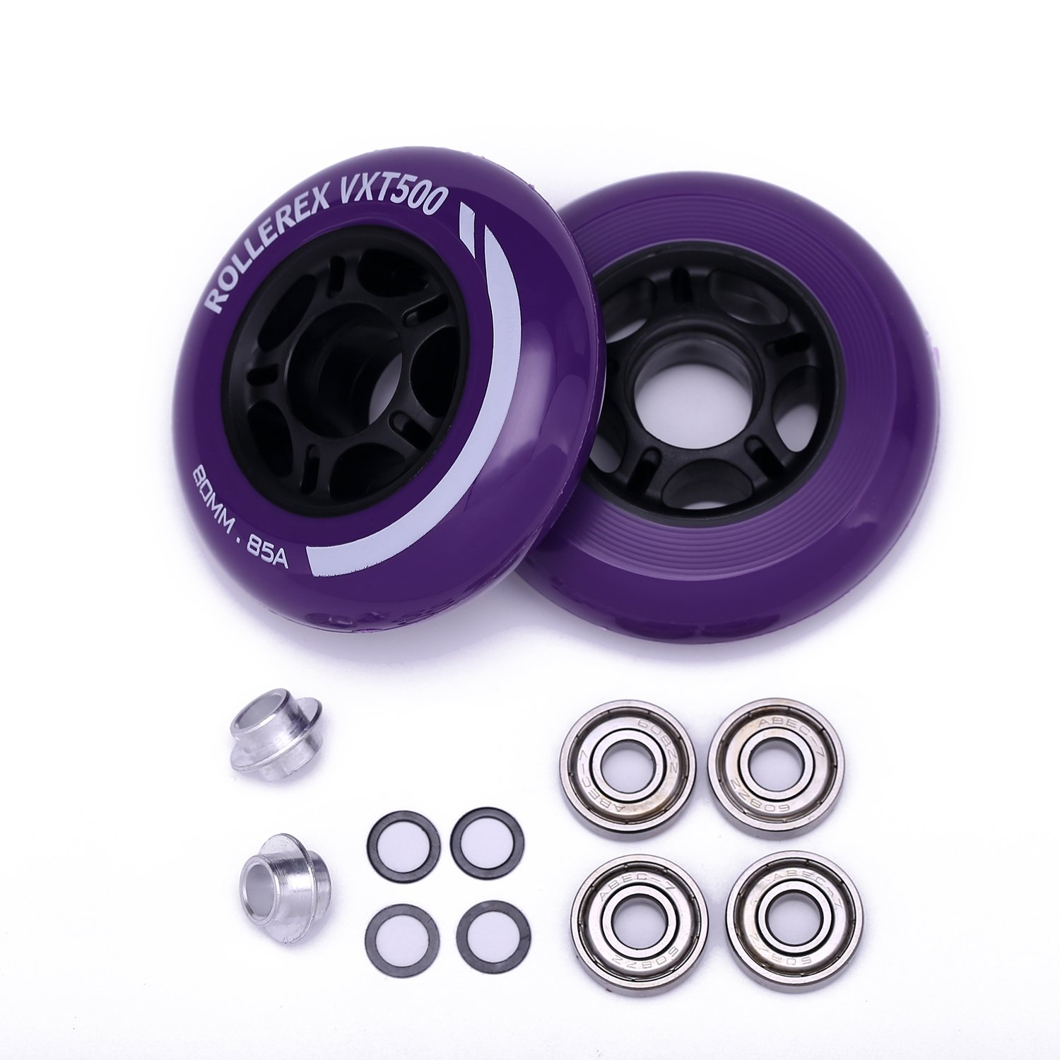 Rollerex VXT500 Inline Skate/Rollerblade Wheels 2Pack w/Bearings