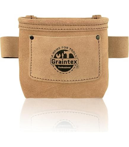 Village Leather Heavy Duty Carpenter's Tool Pouch - 10 Pockets, 2 Hammer Loops, Top Grain Leather, Pink