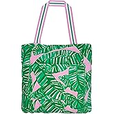 Lilly Pulitzer Towel Tote Bag, Travel Beach Towel with Terrycloth Tote Bag and Interior Pockets, 40 x 70, Let's Go Bananas
