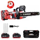 WILIBUT 12" Brushless Electric Chainsaw Cordless, Compact Chain Saw with 2 x 4.0Ah Battery and Charger, Auto Oiler, Low Kickback, 20V Battery Powered Chainsaw for Pruning, Tree Trimming, Wood Cutting