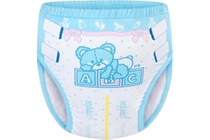 Littleforbig Soft Silky Underwear Comfortable Washable Reusable Adult Training Pants - Potty Pants Blue S