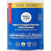 Baby's Only Organic Complete Nutrition Infant Formula, Milk Based Powder with Iron, Modeled After Breast Milk, Newborn to 12