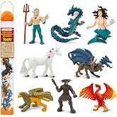 Safari Ltd. Mythical Realm TOOB - 8 Mini Figurines: Chimera, Griffin, Phoenix, Unicorn, Sea Dragon, Minotaur, Poseidon, &amp; Mermaid - Mythology Educational Toy Figures for Boys, Girls &amp; Kids Ages 3+