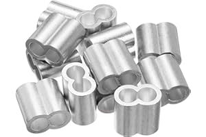 uxcell 1/2"(12mm) Aluminum Crimping Loop Sleeve, Double Hole Cable Ferrule for Wire Rope, Silver 12Pcs