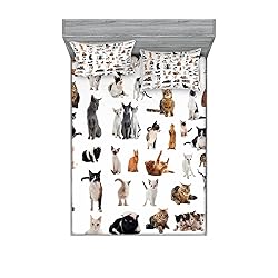 Lunarable Cat Lover Fitted Sheet & Pillow Sham