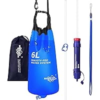 Membrane Solutions Gravity Water Filter Pro 6L, 0.1-Micron Versatile Water Purifier Camping with Adjustable Tree Strap Storag