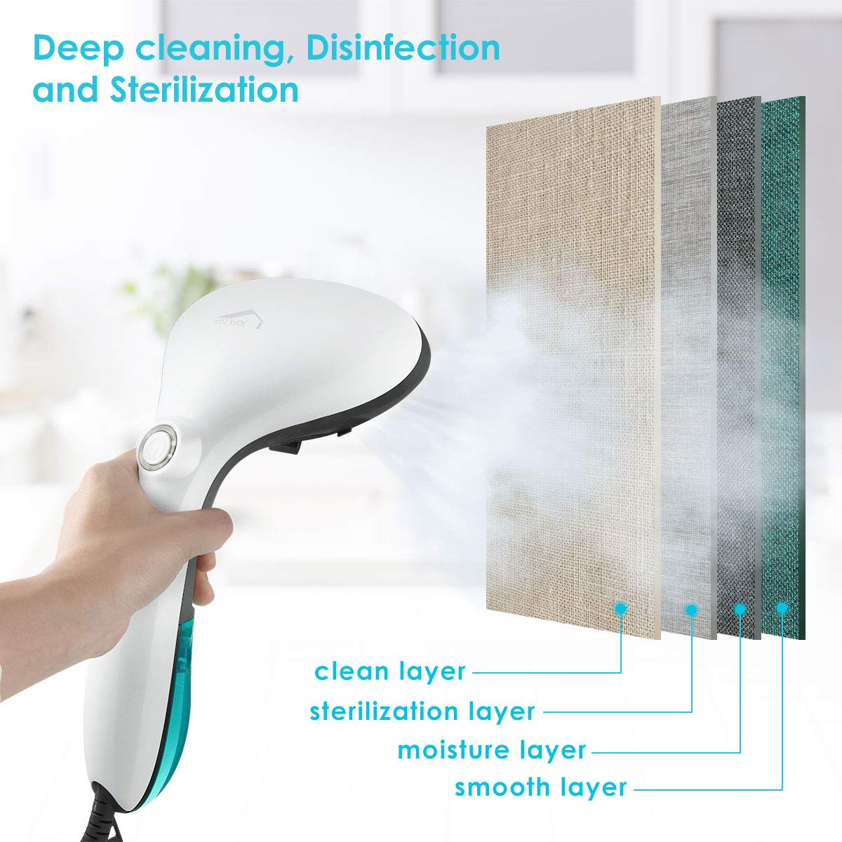 Joly Joy Clothes Steamer, 1500 watt Powerful Handheld Garment Steamer, 15-Seconds Heat-Up Portable Fabric Steamers Perfect for Travel and Home