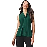 Kasper Sleeveless TIE Front Blouse Evergreen