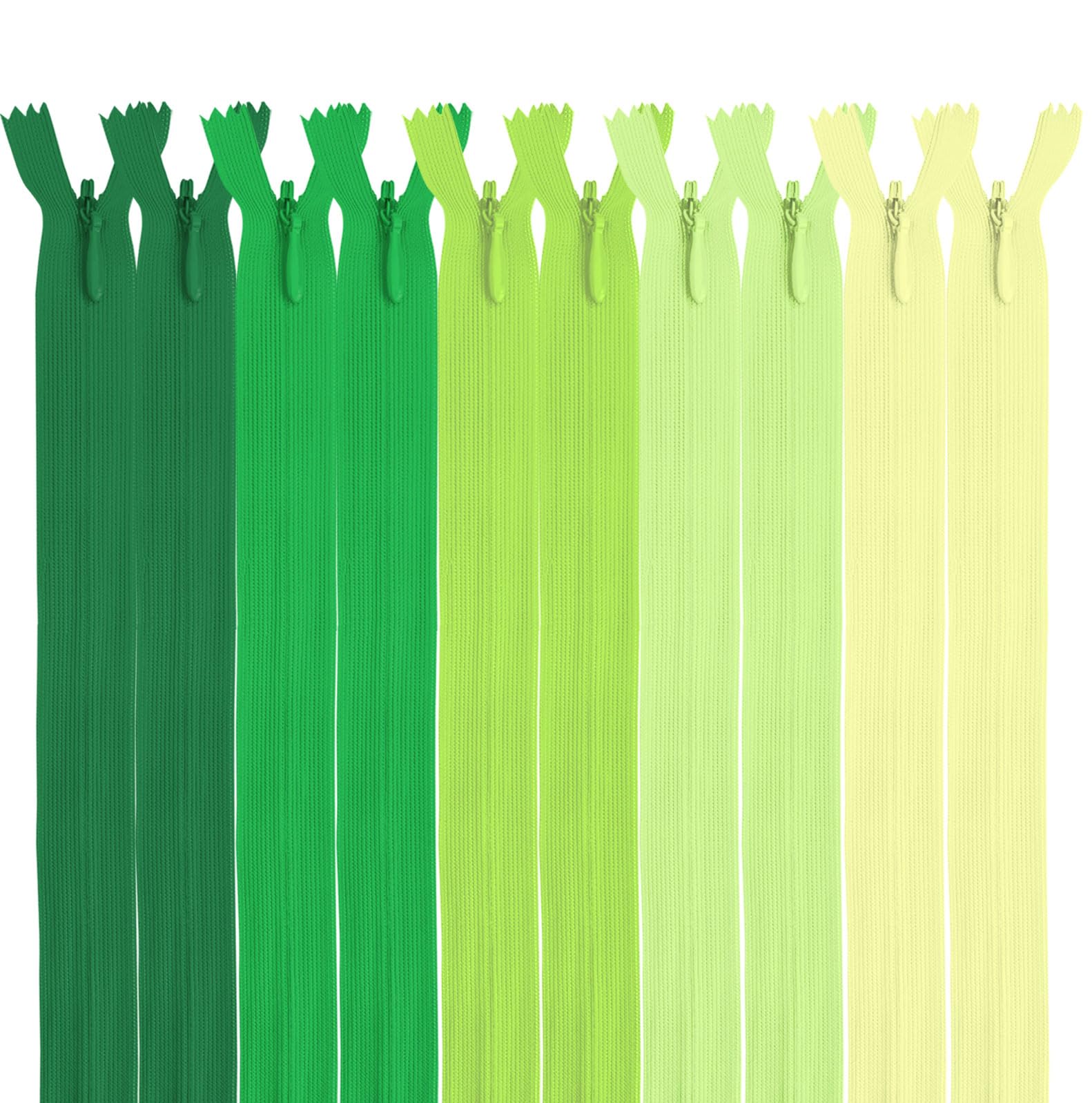 MARARDI [Pack 18] Invisible Zippers [Greens] Nylon [18 Inches] for Sewing Tailor and Crafts Clothes Fabric Bags Cases for Sewing Machine Patchwork Cotton with Zipper Fastener Metal Closure