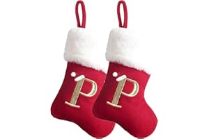 TWSANTAMAS Monogram Mini Christmas Stockings Super Soft Plush Christmas Personalized Stockings Embroidered Letters（ 2-Pack）