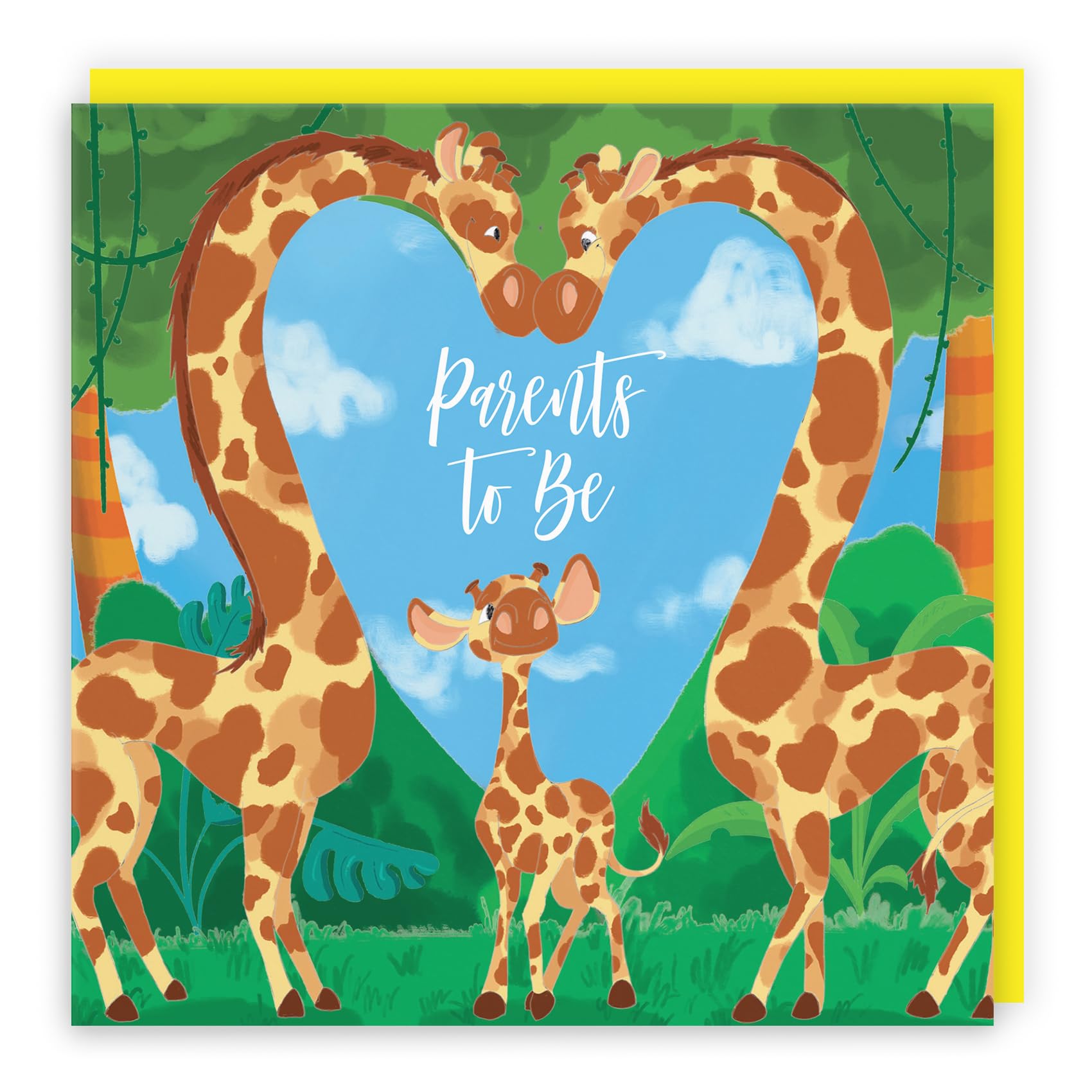 Hunts England - Parents To Be Congratulations New Baby Card - Boy - Girl - Newborn - Cute Giraffes - Jungle Collection