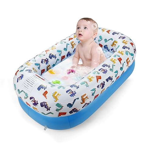PandaEar Inflatable Dinosaur Baby Bathtub, Foldable Baby Infant