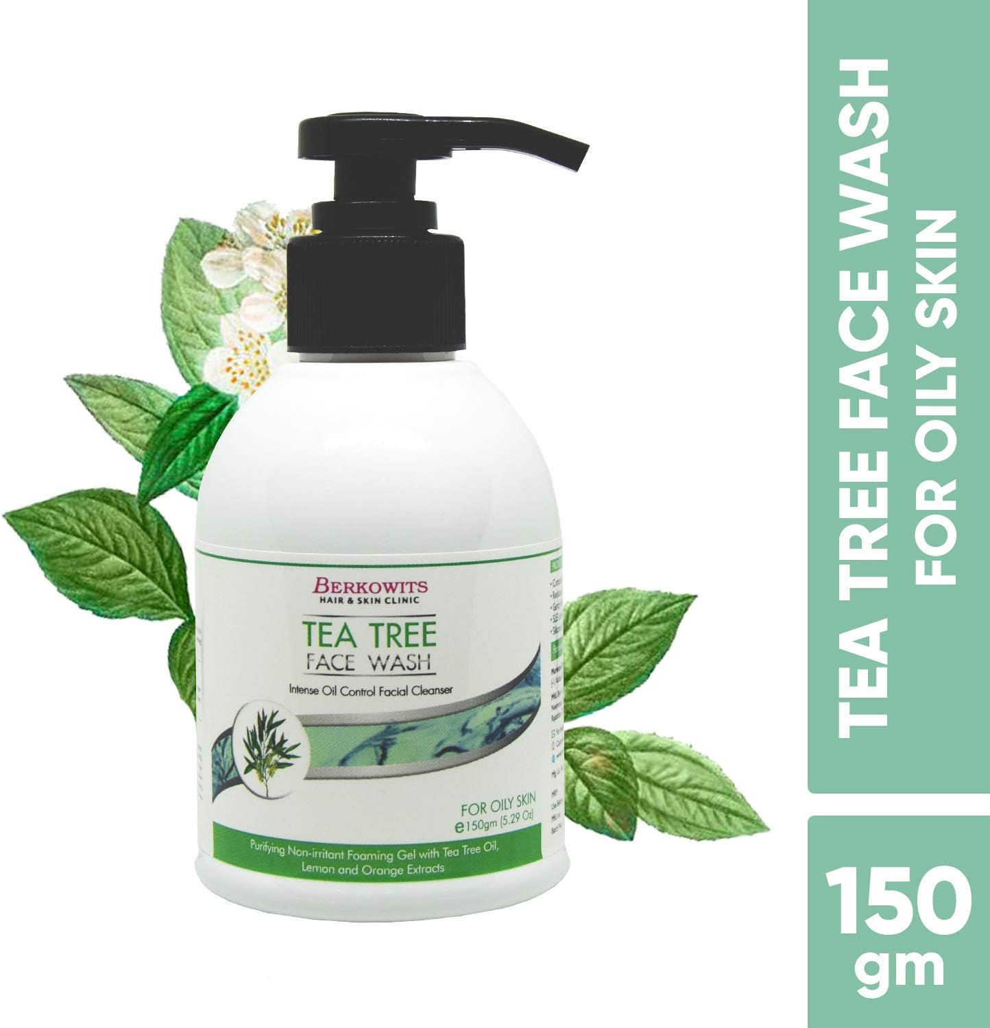 Berkowits Tea Tree Face Wash For Oily Skin - Intense Oil Control Face Wash/Facial Cleanser - 150gm