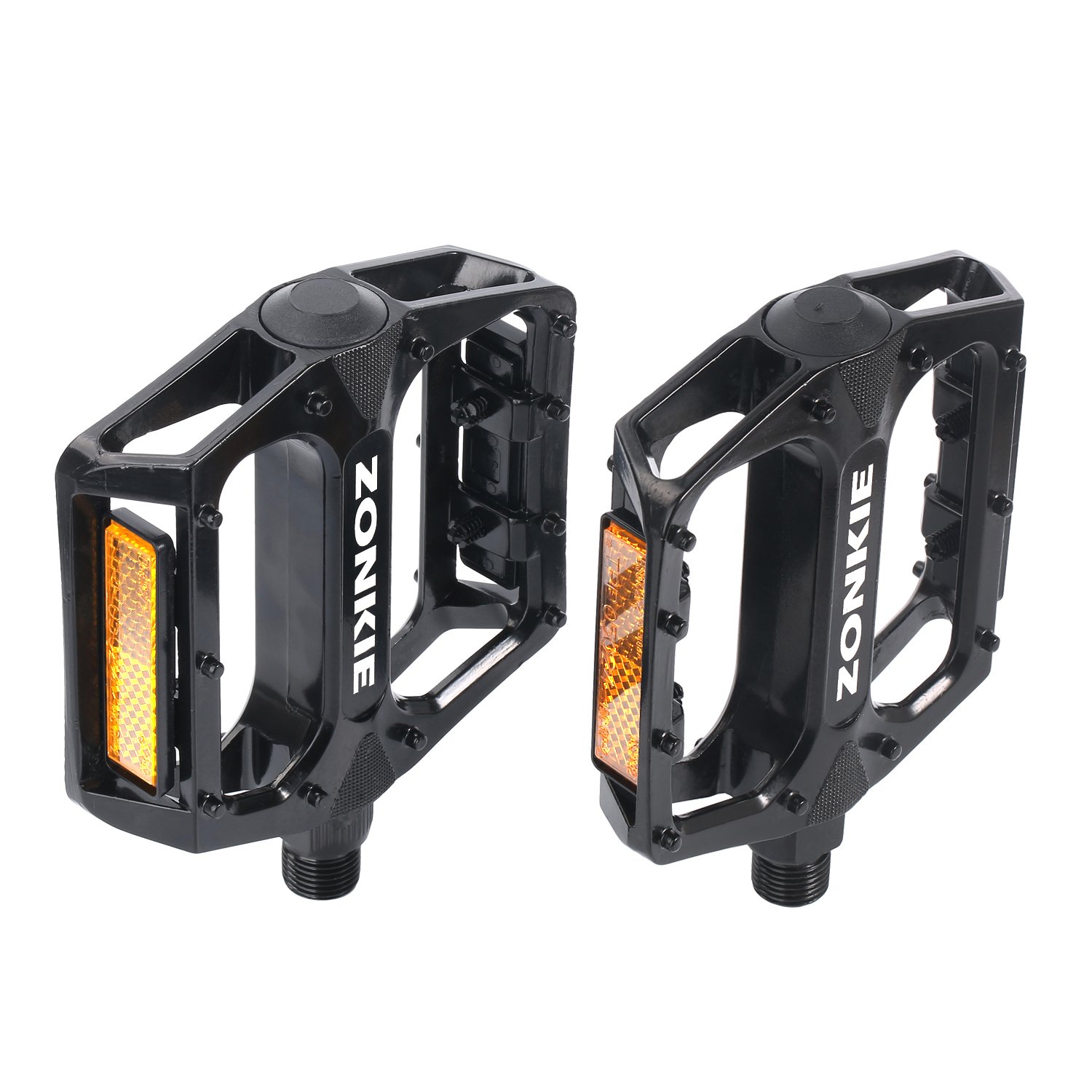 zonkie Bicycle Cycling Bike Pedals, Aluminum Bike Pedals Anti-Slip for BMX MTB and Road Bike, DU sealed Bearing Axle, Black, 9/16 Inch