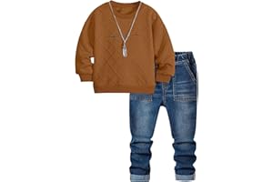 Kxuryueo Toddler Boy Outfits Long Sleeve Pullover and Jean Pants Sets Fall Winter Clothes (Sizes: 2-6)