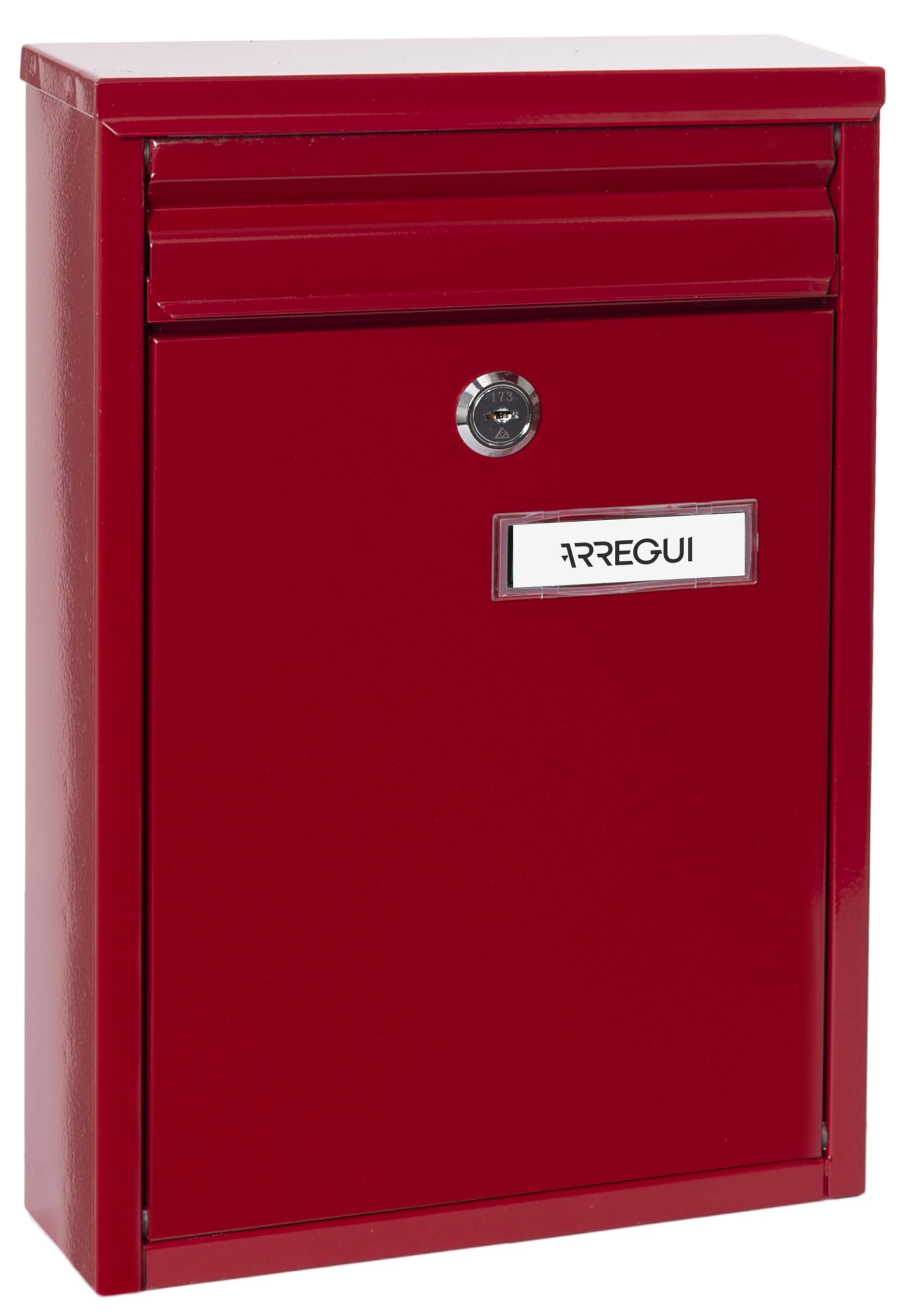 ARREGUI Zaguán E5756 Steel Exterior Mailbox Size S (DIN A5) | Small Wall Mailbox | Mailbox with Back Mouth Letter Collection | Rain | Easy to Install | Red