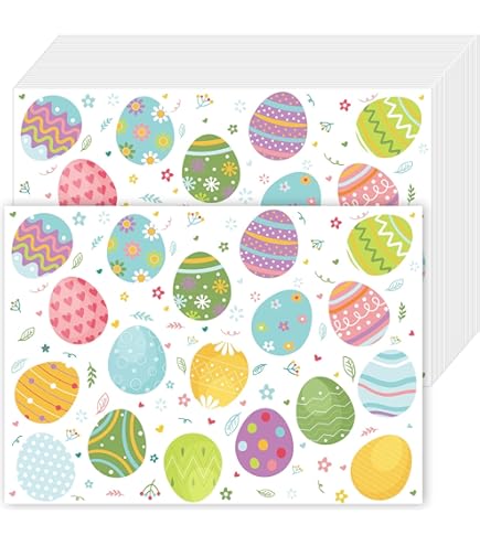 Juego De 48 Manteles Individuales De Pascua Para Decoración De Mesa De Pascua, Huevos De Pascua, Manteles Individuales Desechables De Papel, Manteles Individuales Para Decoración De Mesa De Pascua, 6 Estilos
