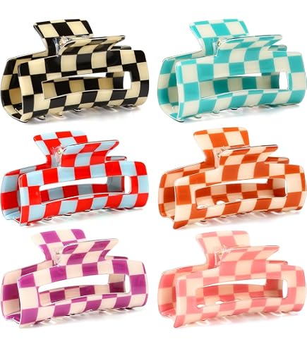 Amazon.com : papasgix 6 PCS Checkered Hair Claw Clips, 1.97  display picture 1