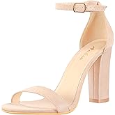 Ankis White Heels Wedding Shoes for Bride Women Chunky Heels Pearl High Heels Heeled Sandals 4 Inch