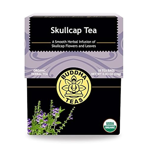 BUDDHA TEAS ORGANIC SKULLCAP TEA – OU KOSHER, USDA ORGANIC, CCOF ORGANIC, 18 BLEACH-FREE TEA BAGS