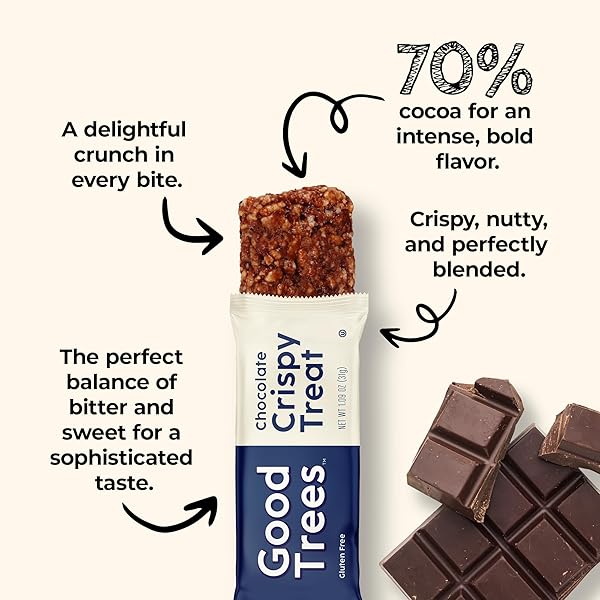 GOOD TREES RICE CRISPY TREATS GLUTEN-FREE SNACK BARS WITH NUT BUTTER & COCOA 12 COUNT