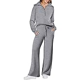 ANRABESS Women 2 Piece Outfits 2025 Fall Fashion Airport Wide Leg Pants Lounge Set Leisure Travel Vacation Clothes Sweatsuits