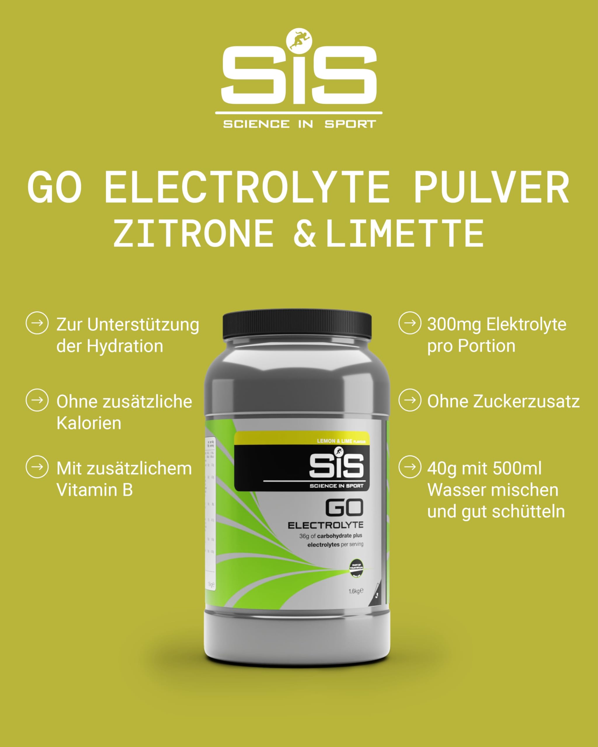 SIS Science in Sport GO Electrolyte Sportgetränk Zitrone und Limette, 1er Pack (1 x 1.6 kg) 2
