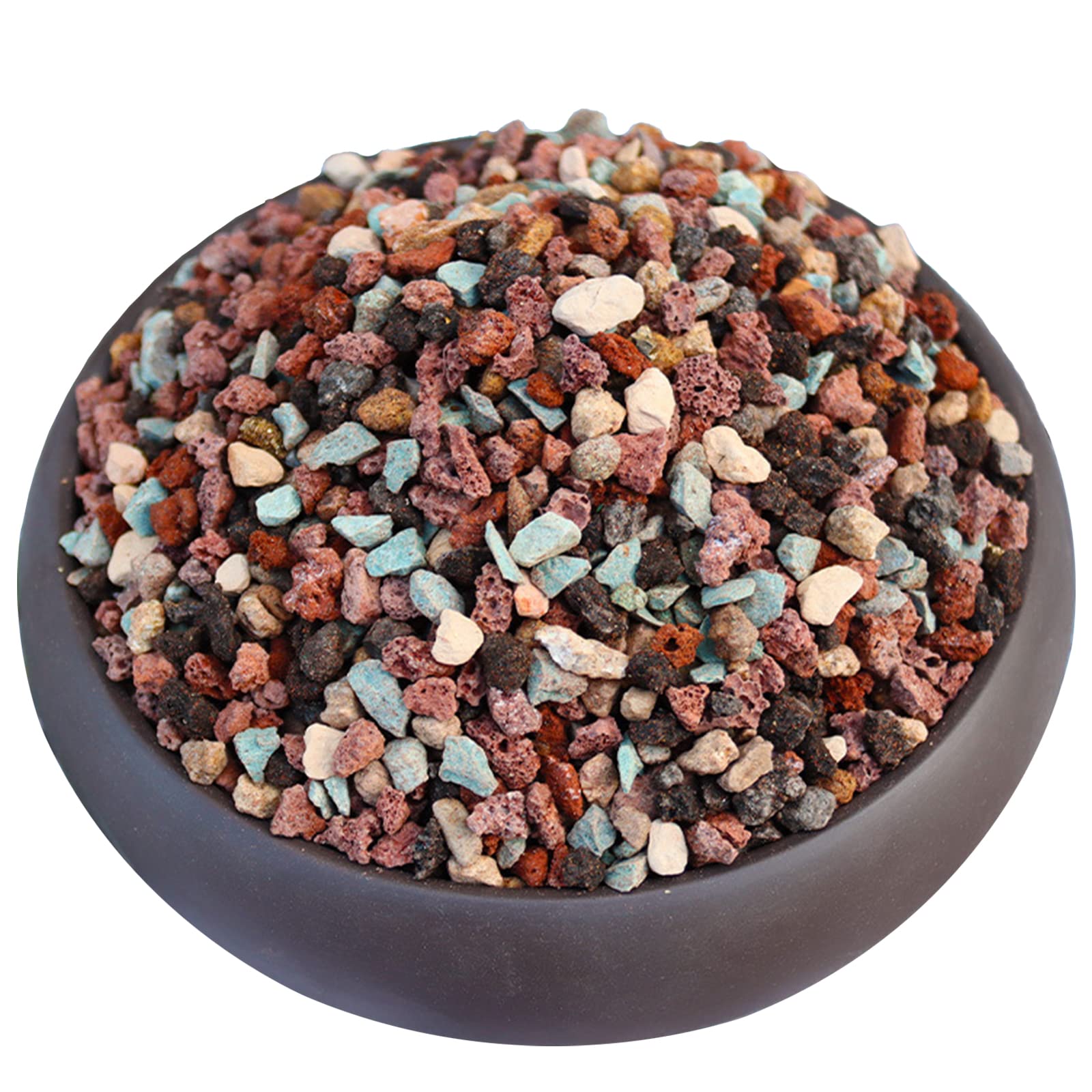 YUNSTK Mix Horticultural Lava Rock, Succulent Cactus Natural Potted Bonsai Garden Gravel Top Dressing, Indoor Colorful Decorative Volcanic Rocks for Drainage Terrarium Fish Tank, 2lb