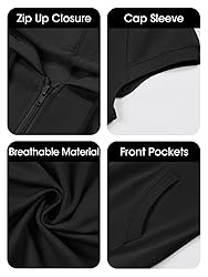 Fisoew Women's Sleeveless Zip Up Hoodies Casual