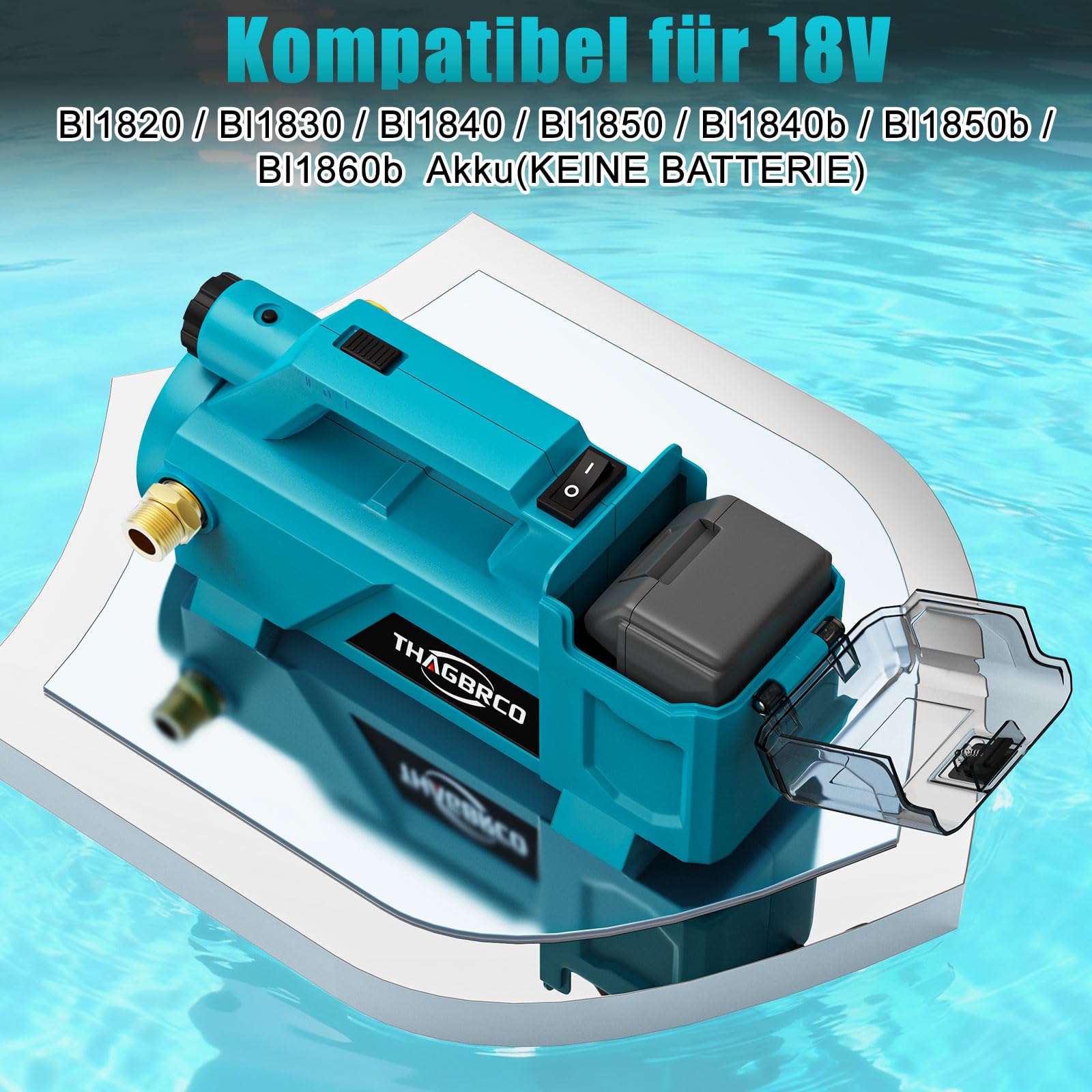 Tragbare selbstansaugende Pumpe für Makita 18V Li-Ion Akku, Akkubetriebene 18V 430 GPH Wasserpumpe (nur Werkzeug, keine Batterie) 2