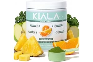 Kiala Nutrition Super Greens, Organic Greens Powder with Spirulina & Chlorella for Digestion, Gut Health, Immunity, Energy, Gluten Free, Vegan, Sugar Free, Spectra Blend, Tropical Splash, 30 Servings