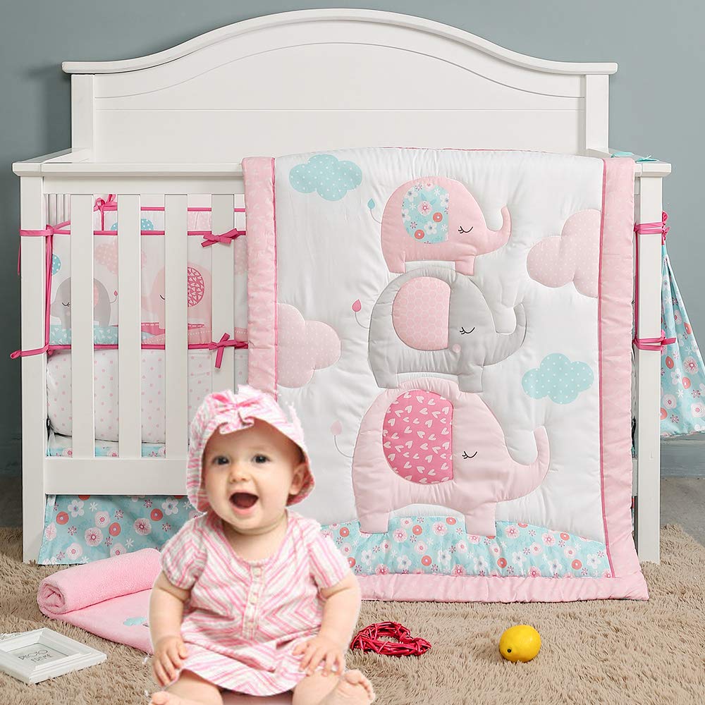 pink dinosaur crib bedding