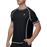 Roadbox Men's Short Sleeve Swim Shirt, UPF 50+ Quick Dry Rash Guard, UV Sun Protection Water T-Shirt for Beach and Surfing