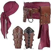 SUMGOGO Pirate Costume Halloween Accessories Head Scarf Bandana Sash Belt Pouch Coin Purse Bracers Renaissance Dress Cosplay