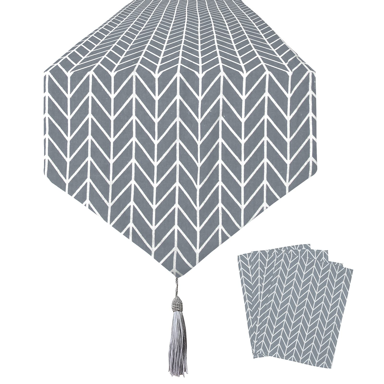 QSUM Grey Table Runner, Table Runner and Placemats Set Cotton Linen Table Runners 12"x70" for Coffee, dining table Kitchen Decorations