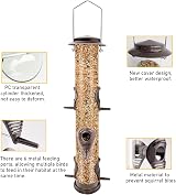 Urban Deco 6 Port Metal Bird Feeder Tube Hanging Weatherproof Coffee view 4