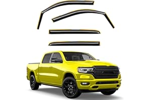 Deejecsun in-Channel Window Rain Guards Fit for Dodge RAM 1500 Crew Cab (New Body Style Includes TRX) 2019-2026 Rain Guard Extra Durable Window Deflectors Vent Visors Vent Shades Truck Accessories