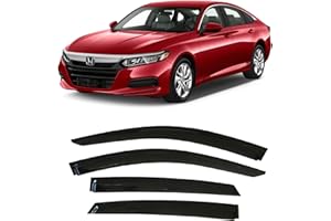 OLLTOZ 2018-2022 Tape-On Rain Guards for Honda Accord Sedan Side Window Visor Deflectors 10th Gen LX EX-L Sport Touring Dark Tinted Shades 2019 2020 2021