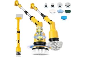 TAIRDA Electric Spin Scrubber Compatible for Dewalt 20V 60V Battery(NO Battery), 1000RPM Cordless Power Cleaning Brush with 8 Brush Heads, Adjustable Extension Arm, for Bathroom/Tub/Tile/Floor(Bare Tool)