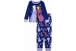 Disney Girls' 2-piece Snug-fit Cotton Holiday Matching Pajama Set, Soft & Cute for Kids