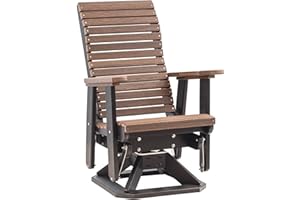 EcOasis Anchor Bay Amish Crafted Poly Outdoor Swivel Glider, High-Back (Brazilian Walnut on Black)